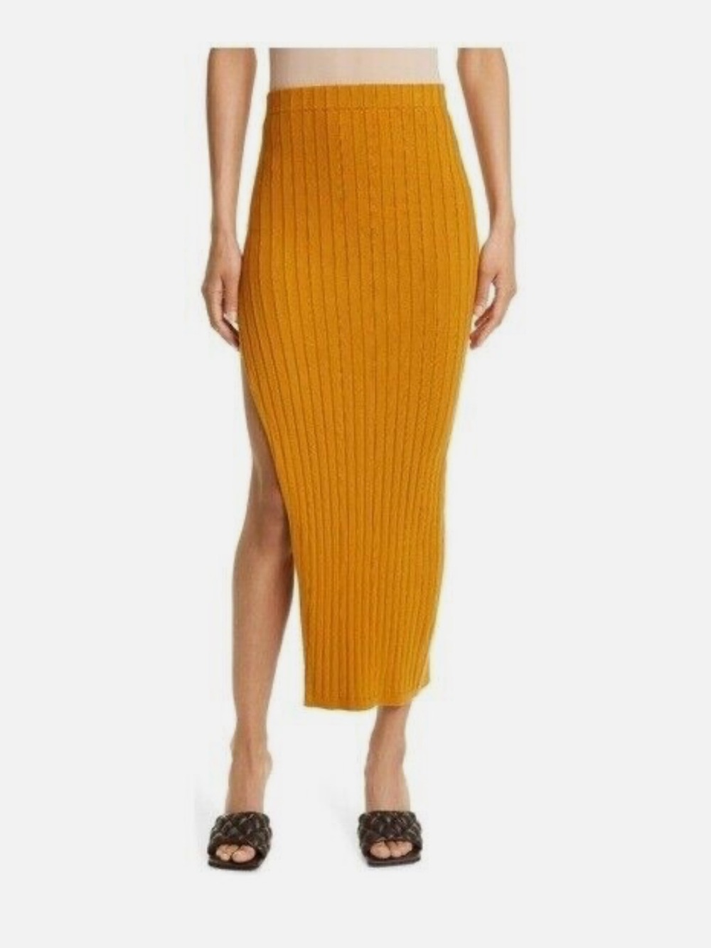 Ronny Kobo Collection Ribbed Midi Skirt with high slit - Picture 7 of 8